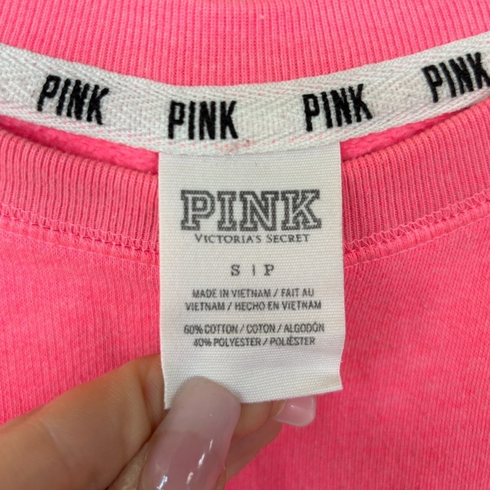 Vintage PINK Victoria's Secret Hot Pink Crew Neck Sweatshirt Leopard Print Y2K - Picture 5 of 13